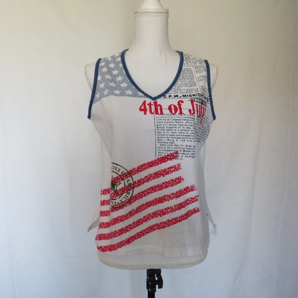 Moving Bleu By Designers Originals Vintage 4th of July Sleeveless Women’s Top S - Picture 1 of 9
